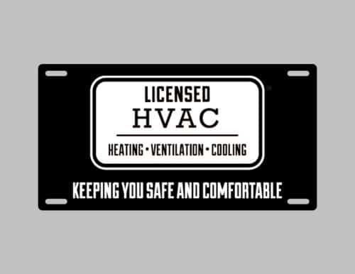 licensed HVAC license plate